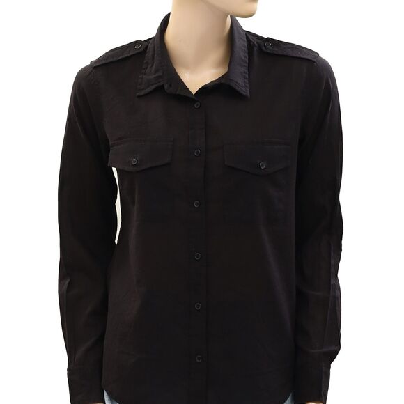 Nili Lotan Jora Tunic Shirt Top Cotton Long Sleeve Buttondown Black S NEW 283749 - Picture 7 of 9